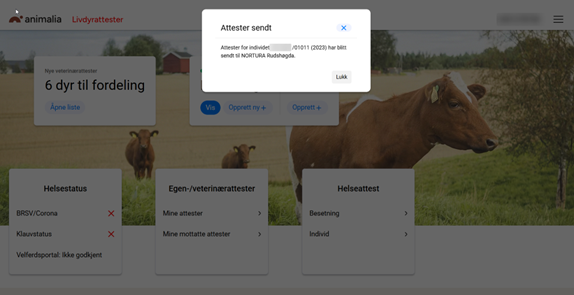 attester sendt