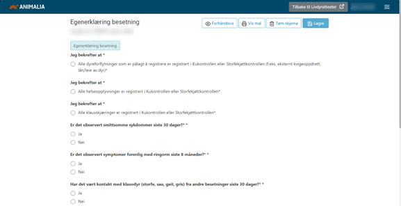egenerklæring besetning