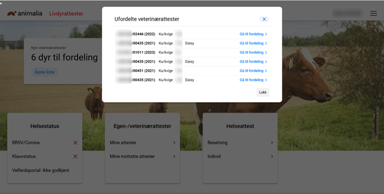 Ufordelte veterinærattester