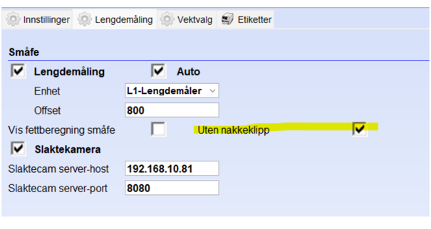 Skjermdump av kontrollpanel for lengdemåler